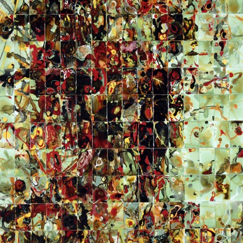 Ian Harvey and Koo Kyung Sook - <b>Figure 9</b>, 2011, enamel, polyurethane and shellac on paper mounted on aluminum panel, 42 x 32 inches