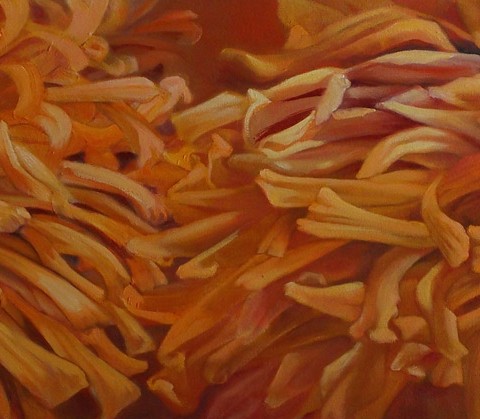 Mary Warner - <b>Petal Pusher</b>, oil on canvas, 13 x 48 inches