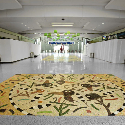 Suzanne Adan - <b>Flying Colors</b>, 2011, glass mosaic floor, 18 x 24 feet, Sacramento International Airport, Sacramento Metropolitan Art Commission